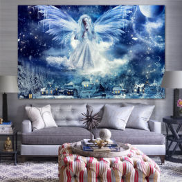 Artwork, Space, Angel, Light, Sky, Galaxy, Moon, Night, Star, Graphic, Planet, Shine, Snow, Winter, Design, Ice, Fantasy, Holiday, Bright, Stars, Magic, Glow, Rays, Glitter, Snowflake, Digital, Backdrop, Wallpaper, Background