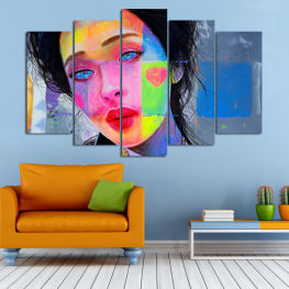 Woman, Abstraction, Art, Fashion, Portrait, Makeup, Eyes, Mask, Face, Lips, Attractive, Person, Model, Entertainer, Performer, Disguise, Costume, Covering, Attire, Clothing, Skin, Comedian, Make