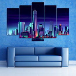 Art, Modern, City, Light, Cityscape, Lights, Landmark, Night, Architecture, Skyscraper, Building, Tower, Urban, Business, Skyline, Lighting, Downtown, Business district, Apparatus, Equipment, Spotlight