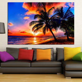 Landscape, Seascape, Beach, Water, Sunset, Coast, Tree, Summer, Ocean, Paradise, Palm, Island, Sand, Tropical, Travel, Holiday, Vacation, Coconut