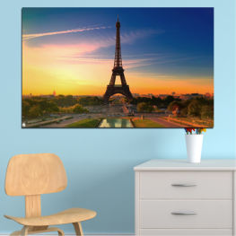 Sunset, City, Sky, Landmark, Eiffel tower, Architecture, Paris, Symbol, France, Capital, Travel, Building, Construction, Structure, Tower, Monument, Urban, Tourism, Famous, Tourist, Metal, Iron, Steel, Tour