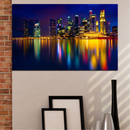 Вода, Модерен, Град, Градски пейзаж, Светлини, Отражение, Здрач, Река, Нощ, Архитектура, Мост, Небостъргач, Сингапур, Азия, Сграда, Брегова линия, Кула, Вечер, Градски, Силует, В центъра, Бизнес район, Сгради