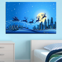 Tree, City, Light, Decoration, Night, Star, Snow, Winter, Design, Christmas, Santa claus, Holiday, Sled, Season, Deer, Celebration, Snowflake, Cold, Wallpaper, Year, Card, Caribou, Greeting