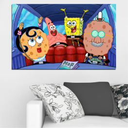 Children, Drawing, Animated, Colorful, Graphic, Color, Design, Sponge bob, Cartoon, Child, Clip art, Motor vehicle, Equipment, Pinball machine, Game equipment, Character