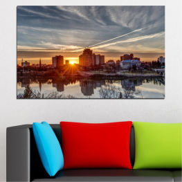 Вода, Залез, Модерен, Град, Градски пейзаж, Отражение, Забележителност, Река, Нощ, Архитектура, Мост, Небостъргач, Пътуване, Сграда, Брегова линия, Градски, Силует, В центъра, Бизнес район, Сгради, Небостъргачи, Пристанище