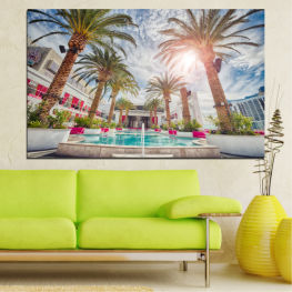 Water, Sun, Tree, Summer, City, Palm, House, Architecture, Travel, Building, Vacation, Hotel, Structure, Window, Tourism, Tourist, Fountain, Altar, Resort hotel, Balcony, Windowsill