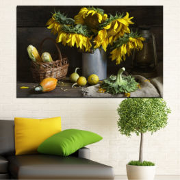 Flowers, Spring, Flower, Bouquet, Still life, Flora, Sunflower, Decoration, Culinary, Leaf, Leaves, Plant, Color, Blossom, Food, Orange, Fruit, Yellow, Floral, Edible fruit, Produce, Citrus, Lemon