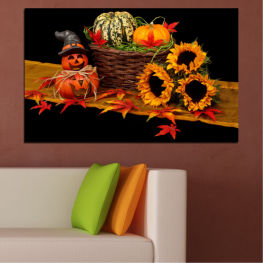 Sunflower, Drawing, Decoration, Culinary, Autumn, Night, Leaf, Leaves, Plant, Holiday, Orange, Yellow, Vegetable, Fall, Halloween, Season, Celebration, Seasonal, Pumpkin, Squash, Thanksgiving, Scary, Horror, Lantern