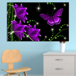 Flowers, Space, Butterfly, Lilac, Collage, Light, Star, Graphic, Color, Design, Fantasy, Motion, Shape, Pink, Texture, Vibrant, Digital, Backdrop, Wallpaper, Fractal, Science
