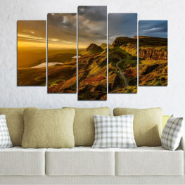 Landscape, Sunrise, Sunset, Tree, Mountain, Summer, Highland, Sky, Autumn, Mountains, Grass, Park, Clouds, Travel, Canyon, Land, Rock, Valley, Scenic, Peak, Tourism, Rural, Scenery, Hill