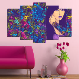 Flowers, Flower, Art, Modern, Drawing, Decoration, Leaf, Retro, Graphic, Plant, Element, Color, Design, Decor, Ornament, Decorative, Pattern, Floral, Texture, Wallpaper, Grunge, Fabric, Paisley