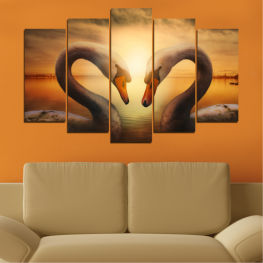 Sea, Wildlife, Water, Sunset, Swan, Flamingo, Symbol, Black, Bird, Vessel, Beak, Wading bird, Aquatic bird, Device, Container, Mechanical device, Mechanism, Hook, Coffee mug, Pitcher