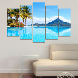 Sea, Beach, Water, Sun, Coast, Tree, Sunshine, Summer, Ocean, Paradise, Palm, Sunny, Horizon, Island, Wave, Tropic, Turquoise, Sand, Tropical, Relaxation, Travel, Holiday, Vacation, Idyllic, Resort