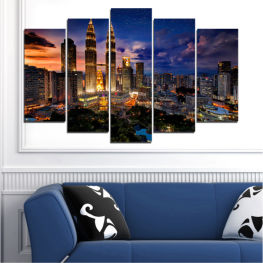 Modern, City, Cityscape, Landmark, Dusk, River, Night, Architecture, Skyscraper, Manhattan, Building, Tower, Metropolis, Urban, Skyline, Downtown, Business district, Buildings, Skyscrapers, Office, Tall, Center