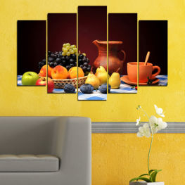 Kitchen, Decoration, Freshness, Autumn, Drink, Food, Glass, Delicious, Orange, Fruit, Yellow, Fall, Healthy, Vase, Vessel, Harvest, Pumpkin, Container, Earthenware, Pitcher