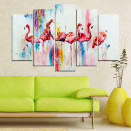 Abstraction, Drawing, Decoration, Colorful, Retro, Graphic, Color, Flamingo, Design, Celebration, Pattern, Floral, Texture, Covering, Card, Protective covering, Furnishing, Cotton, Shower curtain, Curtain, Blind