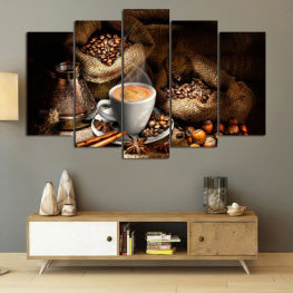 Coffee, Morning, Drink, Breakfast, Black, Beverage, Cappuccino, Gourmet, Cup, Hot, Caffeine, Espresso, Aroma, Aromatic, Brown, Sugar, Roasted, Beans, Bean, Punch, Mixed drink, Burlap