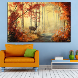 Landscape, Wildlife, Water, Forest, Tree, Trees, Natural, Autumn, River, Leaf, Leaves, Outdoors, Park, Wild, Wilderness, Fall, Peaceful, Season, Scenic, Deer, Woods, Outdoor, Mammal, Scenery, Caribou, Buck, Placental, Scene, Vertebrate, Chordate