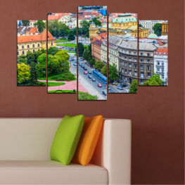 Panorama, City, Cityscape, Colorful, House, Architecture, Capital, Croatia, Travel, Town, Building, Vacation, Church, Street, Urban, Skyline, Tourism, Business district, Palace, Traffic, Buildings, University, Aerial, Intersection, Jigsaw puzzle