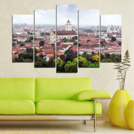 City, Landmark, River, House, Architecture, Europe, Travel, Town, Building, Church, Tower, Cathedral, Vilnius, Tourism, Palace, History, Residence, Monastery, Dwelling, Roof, Religious residence