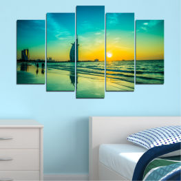 Sea, Landscape, Sunrise, Beach, Water, Sun, Sunset, Lake, Summer, Sunlight, Dubai, Ocean, Sunny, Reflection, Horizon, Seaside, Clouds, Cloud, Travel, Weather, Country