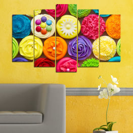 Flowers, Flower, Bouquet, Rose, Decoration, Culinary, Colorful, Love, Wedding, Romantic, Color, Food, Romance, Holiday, Orange, Gift, Yellow, Pastry, Tasty, Dessert, Pink, Roses, Floral, Confectionery, Petal, Candy, Valentine, Crayon, Writing implement