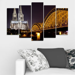 Water, City, Cityscape, Landmark, River, Night, Architecture, Bridge, Capital, Travel, Building, Germany, Structure, Tower, Cathedral, Urban, Tourism, Famous, Tourist, England, Steel arch bridge