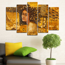 Woman, Abstraction, Art, Decoration, Africa, Color, Design, Wall, Yellow, Face, Golden, Vintage, Pattern, Texture, Material, Wallpaper, Mosaic, Transducer, Electrical device, Device, Grunge, Instrumentality, Tile