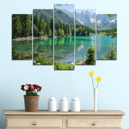 Landscape, Water, Forest, Tree, Lake, Mountain, Trees, Summer, Reflection, Mountains, River, Park, Travel, Wilderness, National, Shore, Range, Body of water, Lakeside