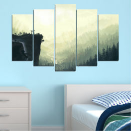 Landscape, Nature, Water, Sunset, Forest, Tree, Lake, Mountain, Trees, Light, Reflection, Rocks, Outdoors, Park, Clouds, Cloud, Travel, Lighting, Apparatus, Equipment