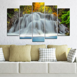 Landscape, Nature, Waterfall, Water, Forest, Mountain, Autumn, River, Park, Falls, Stone, Travel, Rock, Structure, Fall, Environment, Stream, Cascade, Flowing, Creek, Flow, Fountain