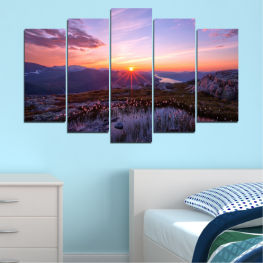 Landscape, Nature, Sunrise, Sun, Sunset, Mountain, Light, Meadow, Fire, Horizon, Freshness, Night, Star, Color, Fireworks, Clouds, Bright, Dark, Lighting, Festival, Event, Celestial body, Volcano