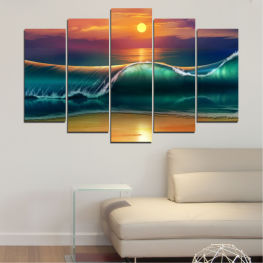 Sea, Landscape, Sunrise, Seascape, Beach, Water, Sun, Sunset, Coast, Summer, Ocean, Collage, Drawing, Horizon, Dusk, Star, Wave, Sand, Clouds, Travel, Celestial body