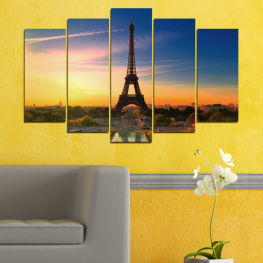 Залез, Град, Небе, Забележителност, Айфеловата кула, Архитектура, Париж, Символ, Франция, Столица, Пътуване, Сграда, Строителство, Структура, Кула, Паметник, Градски, Туризъм, Известен, Турист, Метал, Желязо, Стомана, Обиколка