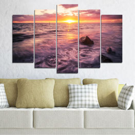 Sea, Landscape, Sunrise, Beach, Water, Sun, Sunset, Coast, Summer, Ocean, Horizon, Wave, Sand, Clouds, Travel, Vacation, Shore, Waves, Body of water