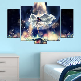 Woman, Space, Angel, Collage, Light, Decoration, Star, Snow, Winter, Design, Wings, Holiday, Stars, Deer, Celebration, Snowflake, Crystal, Backdrop, Wallpaper, Card, Caribou, Snowman, Solid