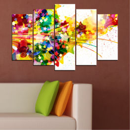 Abstraction, Flower, Decoration, Colorful, Autumn, Leaf, Star, Graphic, Color, Design, Orange, Yellow, Shape, Floral, Watercolor, Wheel, Machine, Frame, Pinwheel, Mechanical device, Mechanism