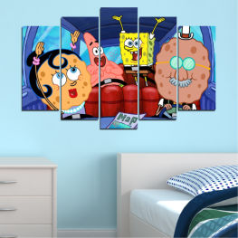 Children, Drawing, Animated, Colorful, Graphic, Color, Design, Sponge bob, Cartoon, Child, Clip art, Motor vehicle, Equipment, Pinball machine, Game equipment, Character