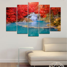 Landscape, Nature, Waterfall, Water, Forest, Tree, Lake, Mountain, Natural, Autumn, River, Park, Stone, Travel, Rock, Structure, Fall, Environment, Stream, Cascade, Scenery, Fountain