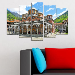 Bulgaria, Landmark, Rila monastery, House, Architecture, Travel, Religion, Cross, Building, Church, Temple, Cathedral, Tourism, Palace, History, Dome, Famous, Orthodox, Residence, Monastery, Religious residence