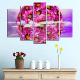Flowers, Collage, Reflection, Planet, Design, Earth, Globe, Glass, World, Bright, Circle, Sphere, Global, Shape, Pink, Container, Friedcake, Solid, Piggy bank, Savings bank