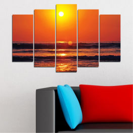 Sea, Landscape, Sunrise, Beach, Water, Sun, Sunset, Coast, Summer, Ocean, Horizon, Dusk, Star, Wave, Clouds, Travel, Orange, Evening, Waves, Celestial body