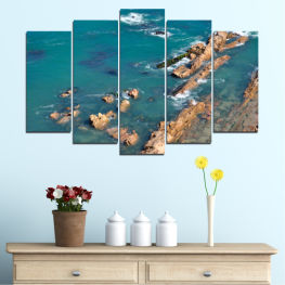 Sea, Landscape, Beach, Water, Coast, Ocean, Island, Wave, Sand, Rocks, Coastline, Travel, Vacation, Rock, Shore, Waves, Shoreline, Natural elevation, Cape, Promontory