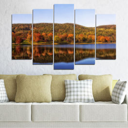 Landscape, Nature, Water, Forest, Tree, Lake, Mountain, Trees, Reflection, Autumn, Mountains, River, Park, Travel, Scenic, Pond, Shore, Range, Body of water, Lakeside