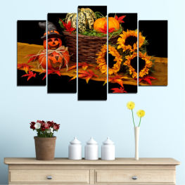 Sunflower, Drawing, Decoration, Culinary, Autumn, Night, Leaf, Leaves, Plant, Holiday, Orange, Yellow, Vegetable, Fall, Halloween, Season, Celebration, Seasonal, Pumpkin, Squash, Thanksgiving, Scary, Horror, Lantern