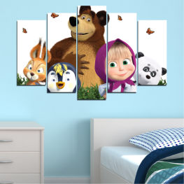 Animal, Smile, Children, Drawing, Animated, Masha and the bear, Cartoon, Happy, Comic, Funny, Cute, Child, Clip art, Plaything, Character, Cutout, Doll, Teddy