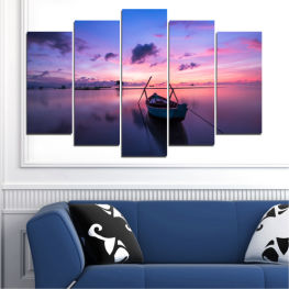 Sea, Landscape, Sunrise, Beach, Water, Sunset, Coast, Lake, Summer, Ocean, Sky, Ship, Boat, Clouds, Travel, Vacation, Vessel, Fisherman, Pirate