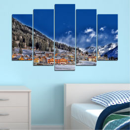 Landscape, Forest, Mountain, Trees, Mountains, House, Snow, Winter, Outdoors, Park, Travel, Peak, Cold, Slope, Alpine, Geological formation, Natural elevation