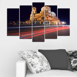 Bulgaria, City, Landmark, Night, House, Architecture, Capital, Travel, Religion, Building, Alexander nevsky, Vacation, Church, Temple, Cathedral, Monument, Evening, Culture, Tourism, Palace, History, Dome, Famous, Destination, Orthodox, National, Residence