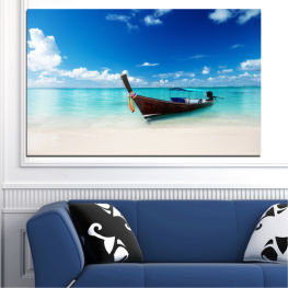 Sea, Landscape, Beach, Water, Coast, Summer, Relax, Ocean, Paradise, Bay, Sky, Ship, Horizon, Island, Tropic, Turquoise, Sand, Tropical, Relaxation, Boat, Travel, Vacation, Dream, Idyllic, Vessel, Tourism, Transport, Clear, Fisherman